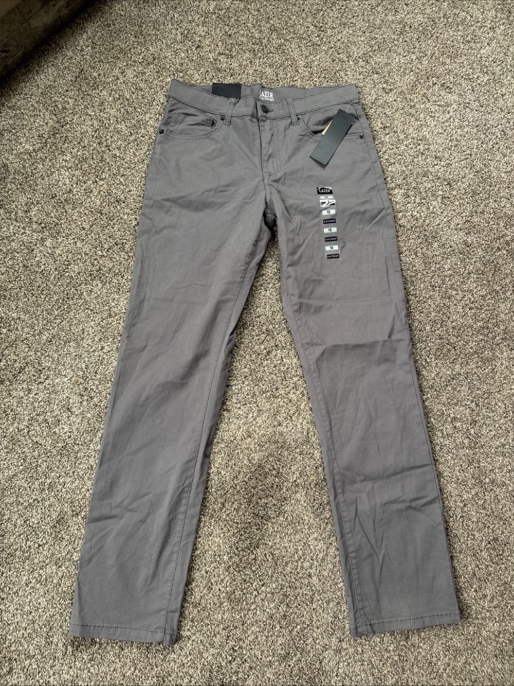 Lazer Gray Boys Size 16 Slim Straight Fit Casual Dress Pants nwt